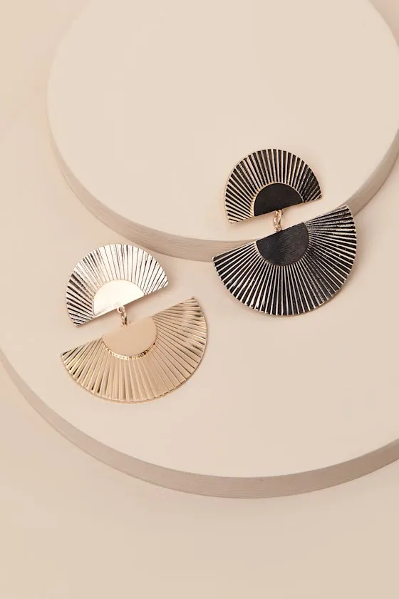 Neesa Gold Geometric Statement Earrings sold by Lulus product image thumbnail 3