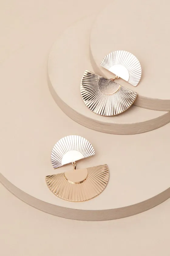 Neesa Gold Geometric Statement Earrings sold by Lulus product image thumbnail 4