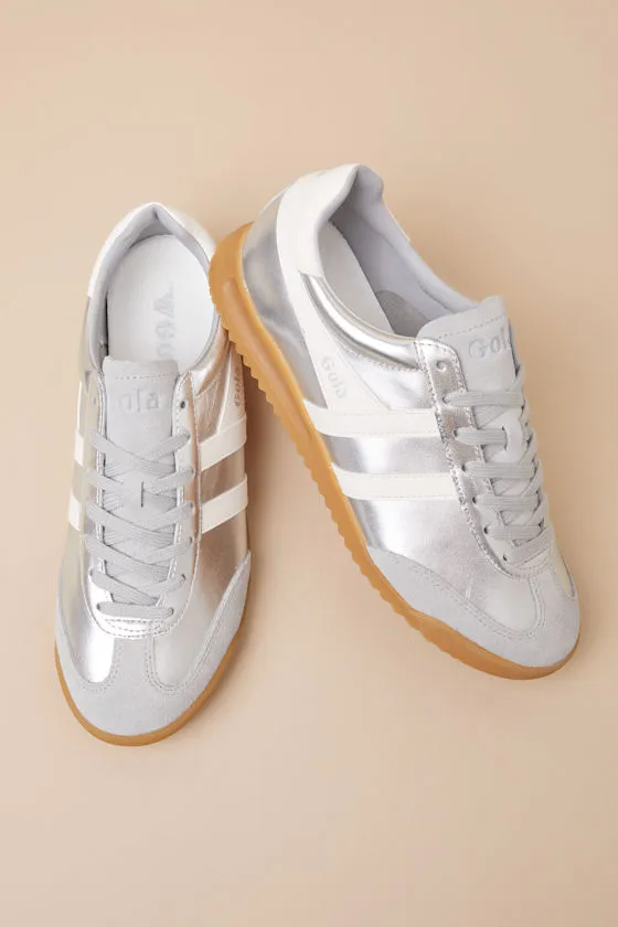 Torpedo Glimmer Silver and Off White Leather Lace-Up Sneakers sold by Lulus product image thumbnail 2