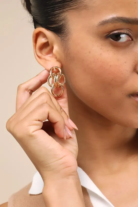 Faley Gold Chain Link Drop Earrings sold by Lulus