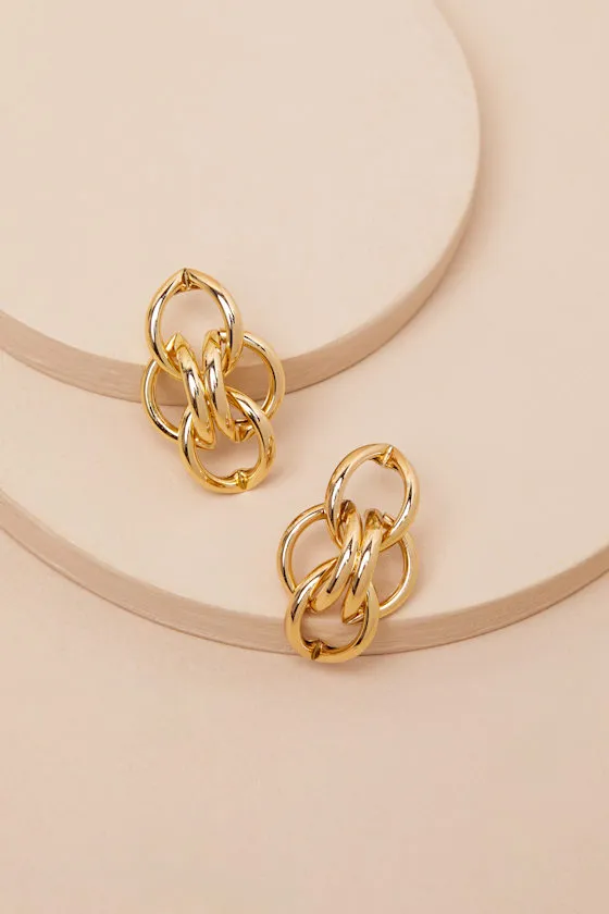 Faley Gold Chain Link Drop Earrings sold by Lulus product image thumbnail 2
