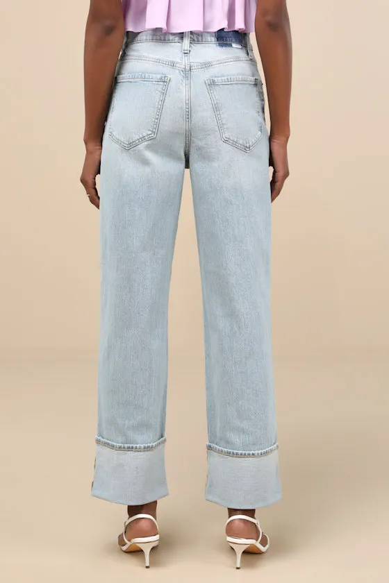 Eastside Light Wash High-Rise Cuffed Denim Jeans sold by Lulus product image thumbnail 3
