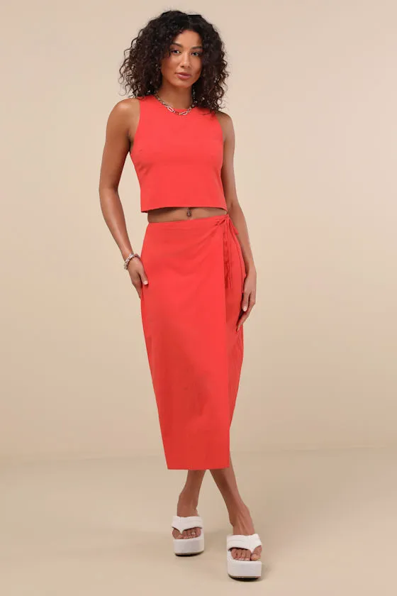 Aubin Red Tie-Back Sleeveless Crop Top sold by Lulus product image thumbnail 3