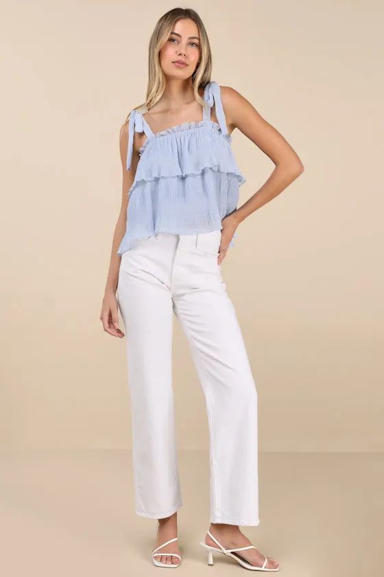 Tiers to Summer Blue Tie-Strap Tiered Tank Top sold by Lulus product image thumbnail 3