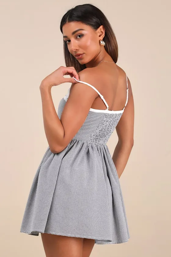 Amarilis Black and White Gingham Button-Front Mini Dress sold by Lulus product image thumbnail 2