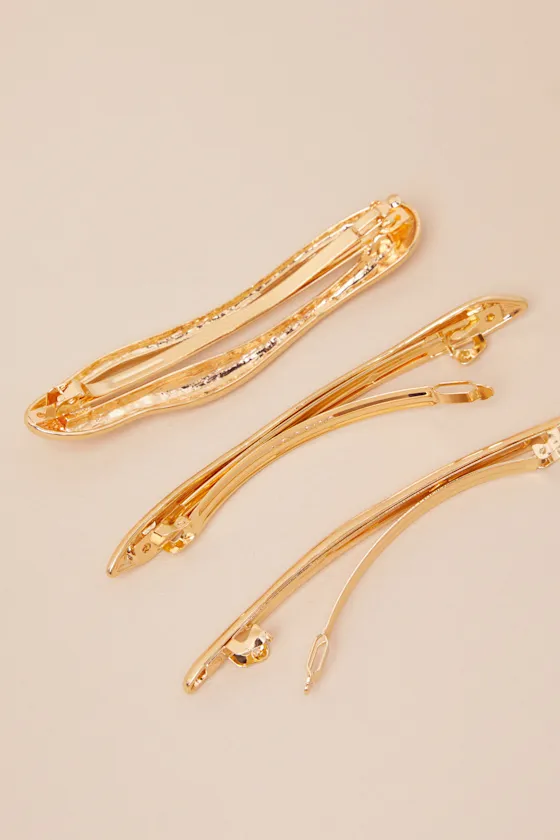 Sotiria Gold Three-Piece Hair Clip Set sold by Lulus product image thumbnail 2