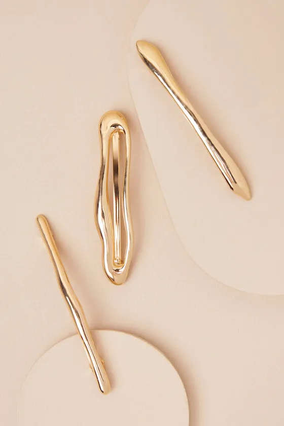 Sotiria Gold Three-Piece Hair Clip Set sold by Lulus product image thumbnail 3