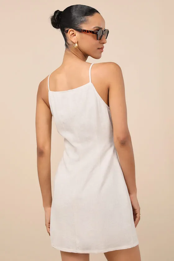 Chic Objective Light Beige Button-Front Mini Dress sold by Lulus product image thumbnail 3