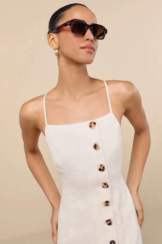Chic Objective Light Beige Button-Front Mini Dress sold by Lulus product image thumbnail 4