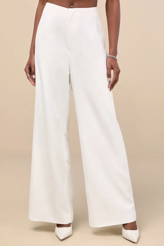 Florence Ivory High-Rise Wide-Leg Trousers sold by Lulus product image thumbnail 2