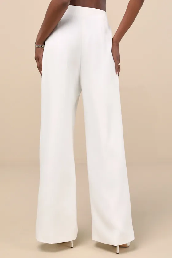 Florence Ivory High-Rise Wide-Leg Trousers sold by Lulus product image thumbnail 3