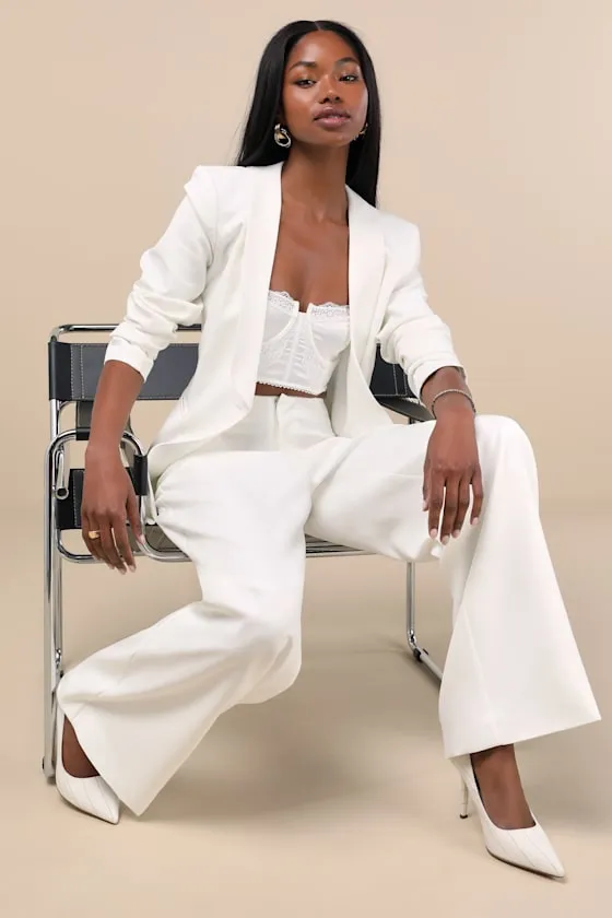 Florence Ivory High-Rise Wide-Leg Trousers sold by Lulus product image thumbnail 4