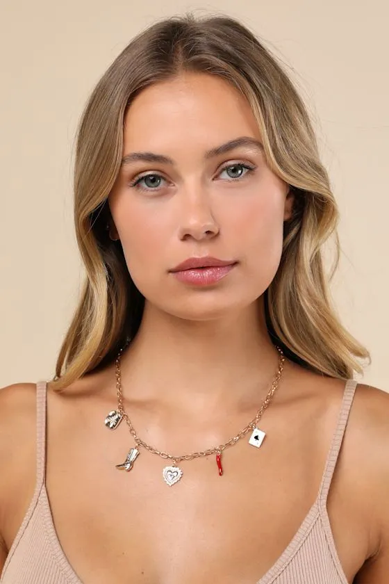 Pristine Addition Gold Rhinestone Charm Necklace sold by Lulus product image thumbnail 2