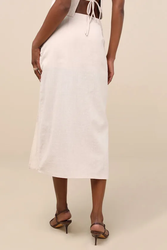 Aubin Light Beige Column Wrap Midi Skirt sold by Lulus product image thumbnail 3