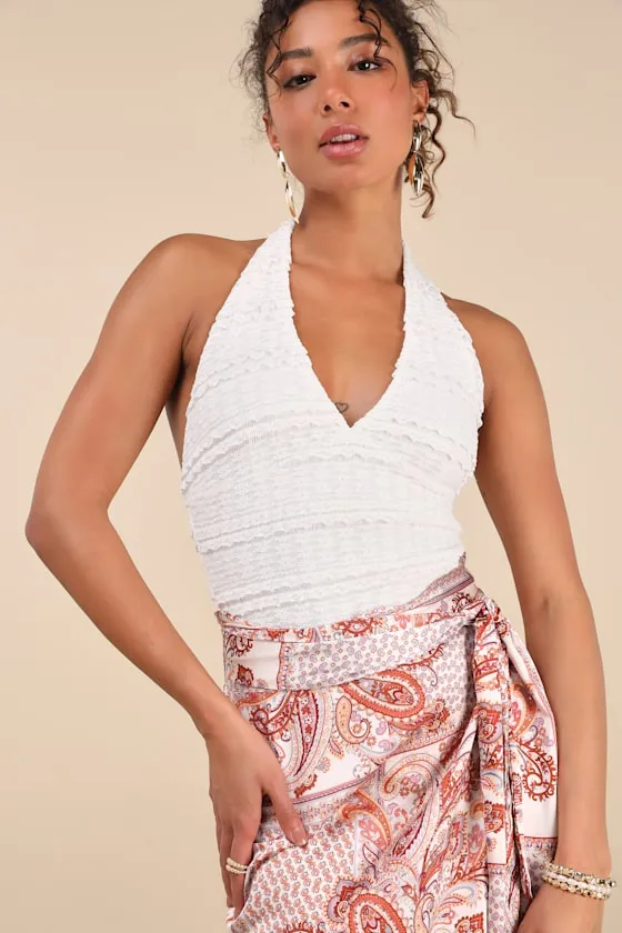 Lorna White Lace Halter Neck Bodysuit sold by Lulus