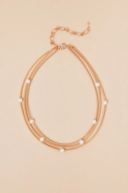 Fabulous Elegance Gold Pearl Layered Necklace sold by Lulus