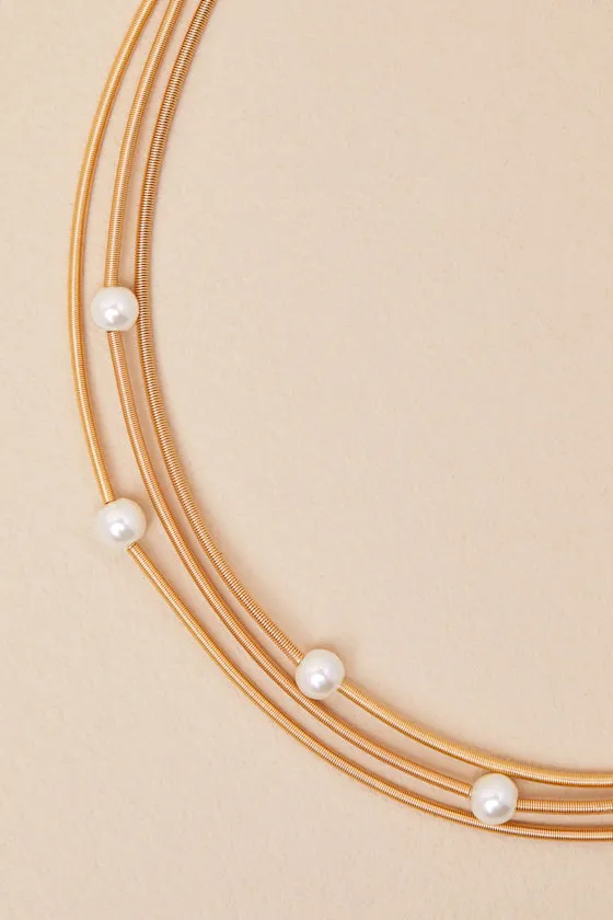 Fabulous Elegance Gold Pearl Layered Necklace sold by Lulus product image thumbnail 2