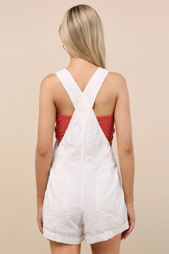 Averley White Eyelet Embroidered Shortalls sold by Lulus product image thumbnail 2
