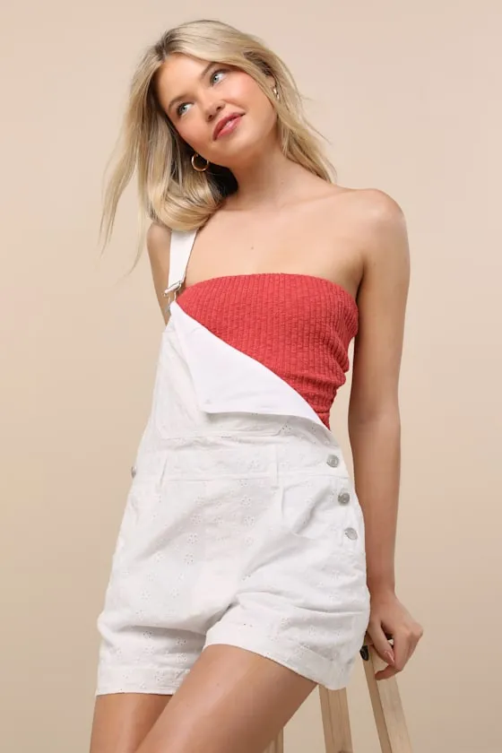 Averley White Eyelet Embroidered Shortalls sold by Lulus product image thumbnail 3