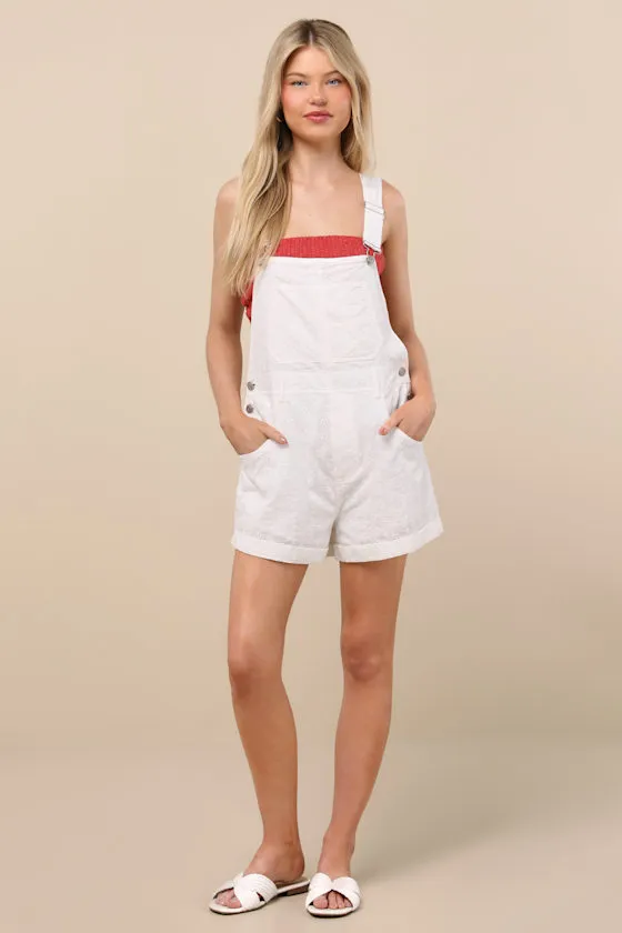 Averley White Eyelet Embroidered Shortalls sold by Lulus product image thumbnail 4