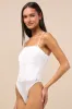 Andreina White Rhinestone Mesh Ruched Bodysuit sold by Lulus