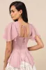 Elisae Mauve Pink Lace Pleated Flutter Sleeve Top sold by Lulus