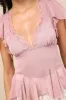 Elisae Mauve Pink Lace Pleated Flutter Sleeve Top sold by Lulus