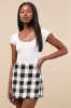 Tillie Black and White Gingham High-Rise Skirt sold by Lulus