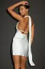 Zimri White Satin Halter Mini Dress sold by Lulus