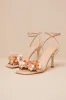 Candela Light Nude Beaded High Heel Ankle Strap Sandals sold by Lulus