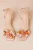 Candela Light Nude Beaded High Heel Ankle Strap Sandals sold by Lulus