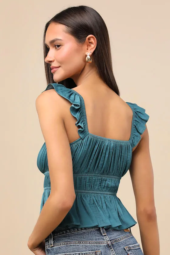 Sanne Teal Green Flutter Sleeve Tank Top sold by Lulus product image thumbnail 2