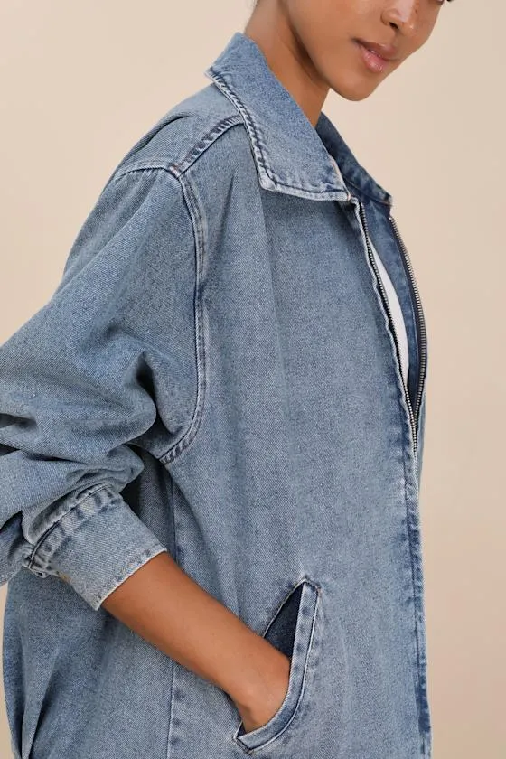 Marella Light Wash Oversized Denim Jacket sold by Lulus product image thumbnail 2