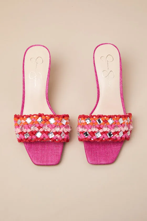 Cameleah Bright Orchid Macramé High Heel Slide Sandals sold by Lulus product image thumbnail 2