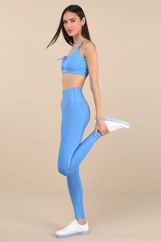 Recycled Blue High-Rise Sport Leggings sold by Lulus product image thumbnail 3