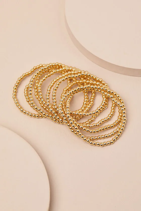 Ankita Gold Beaded Ten-Piece Bracelet Set sold by Lulus product image thumbnail 2