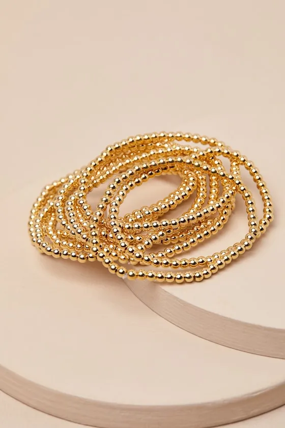 Ankita Gold Beaded Ten-Piece Bracelet Set sold by Lulus product image thumbnail 4