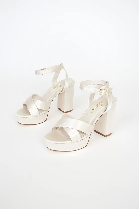 Selah Champagne Satin Ankle Strap Heels sold by Lulus product image thumbnail 2