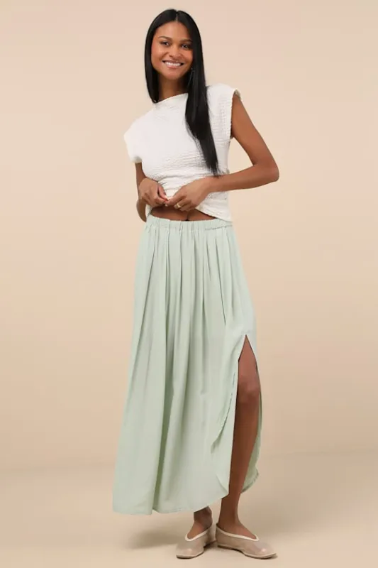 If You Pleats Mint Pleated Maxi Skirt made by Lulus
