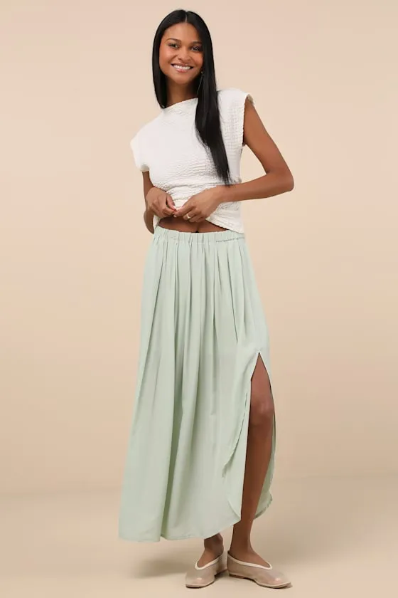 If You Pleats Mint Pleated Maxi Skirt sold by Lulus