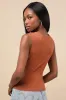 Corrine Rust Orange Mesh Cowl Tank Top sold by Lulus