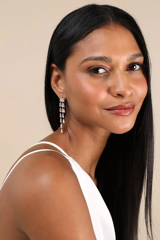 Diya Gold Rhinestone Drop Earrings sold by Lulus product image thumbnail 3