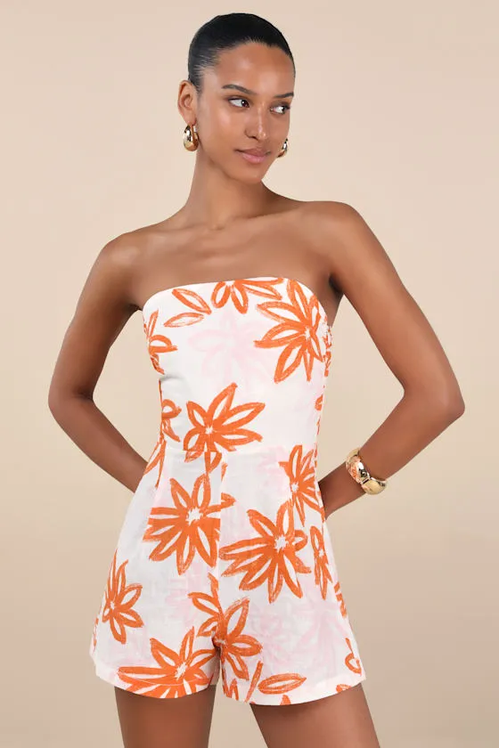 Sanctuary White Floral Strapless Romper sold by Lulus product image thumbnail 2