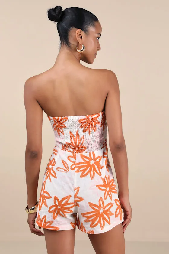 Sanctuary White Floral Strapless Romper sold by Lulus product image thumbnail 3