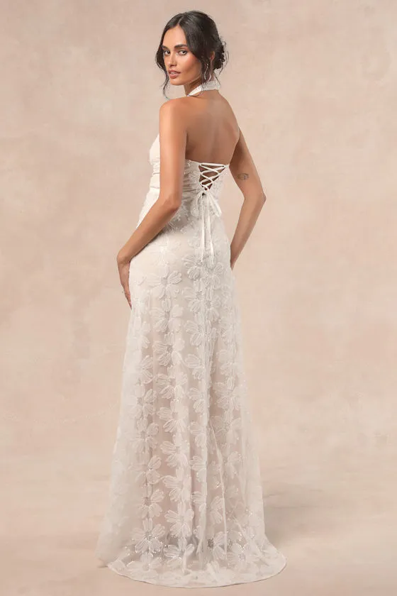 Violeta White and Beige Sequin Floral Maxi Dress sold by Lulus product image thumbnail 2