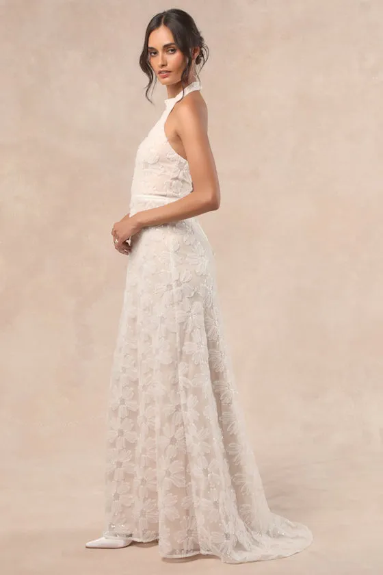 Violeta White and Beige Sequin Floral Maxi Dress sold by Lulus product image thumbnail 3