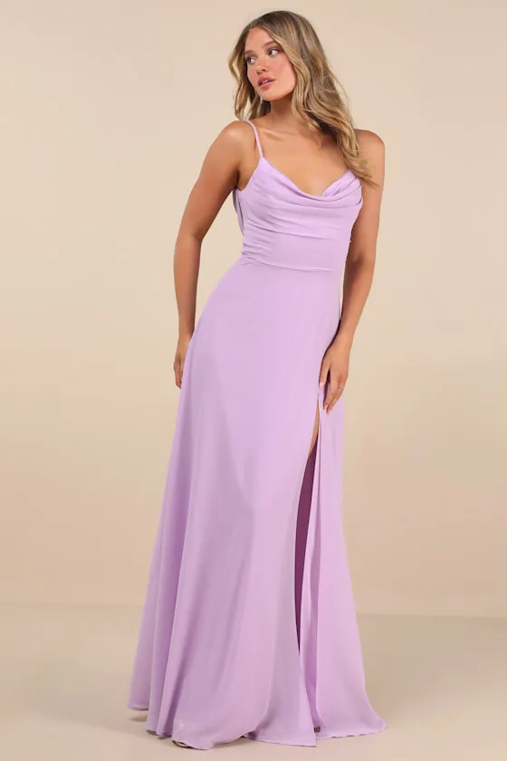 Notorious Poise Lavender Sleeveless Cowl Neck Maxi Dress sold by Lulus