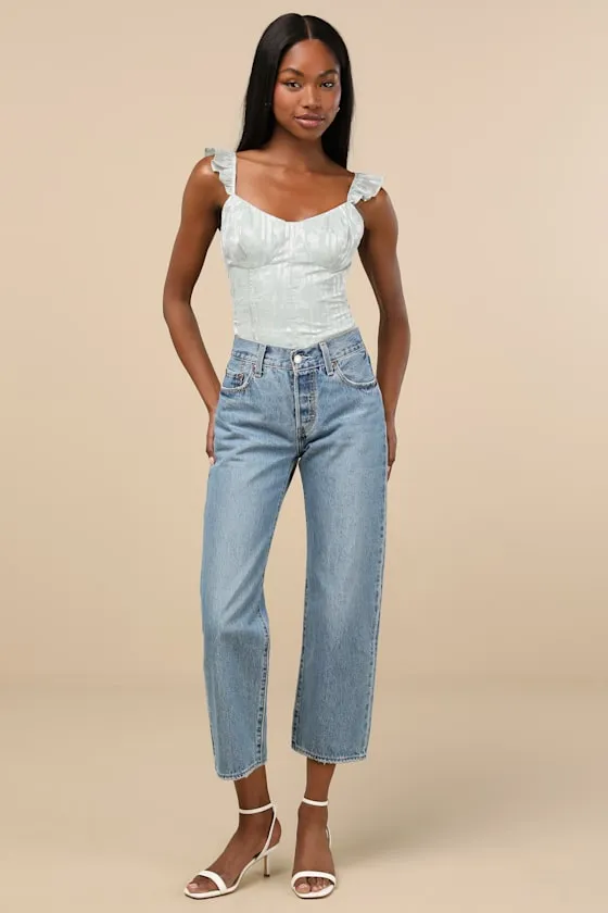 Abbie Mint Floral Sleeveless Bustier Bodysuit sold by Lulus product image thumbnail 3