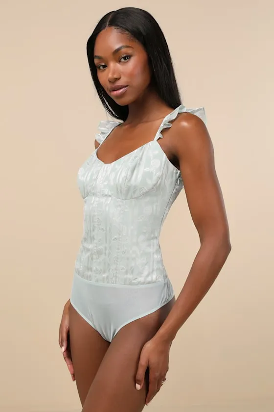 Abbie Mint Floral Sleeveless Bustier Bodysuit sold by Lulus product image thumbnail 4