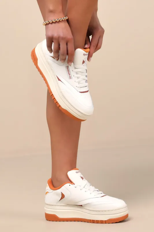 Club C Extra Chalk and Clay Leather Platform Sneakers made by Reebok